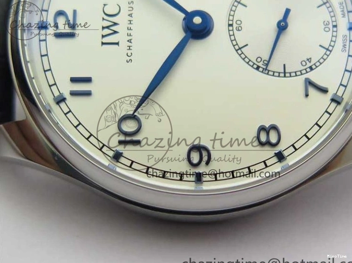 MIROTIME 0409 Packable Portuguese IW358304 ZF 1:1 Best Edition SS White Dial Blue Markers on Leather Strap A 7079